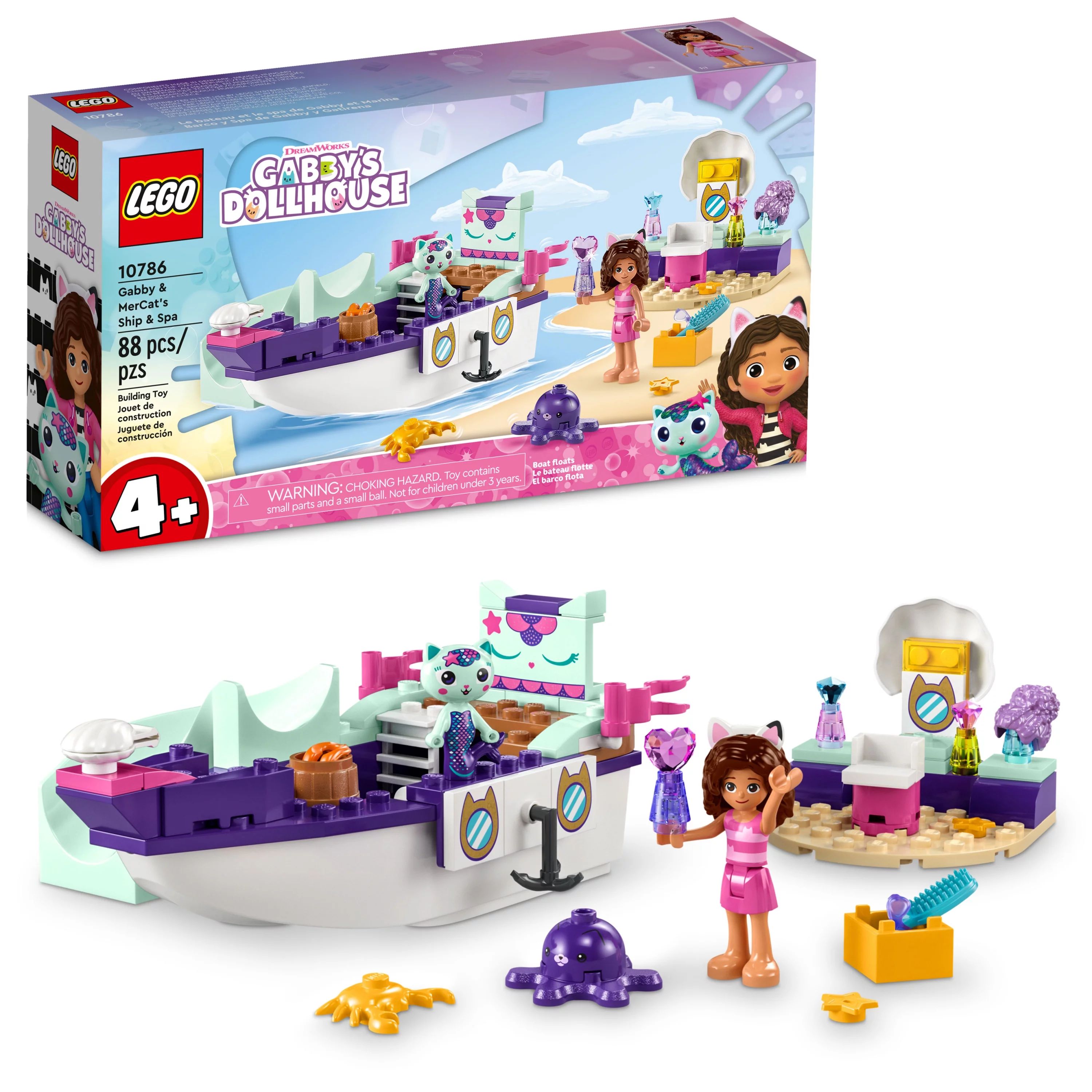 LEGO Gabby's Dollhouse Gabby & MerCat’s Ship & Spa 10786 Building Toy for Fans of the DreamWork... | Walmart (US)