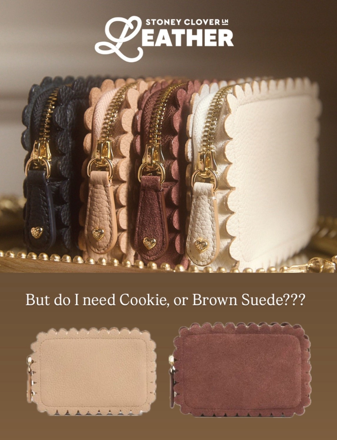 New Stoney Clover Leather Micro Scalloped Pouch