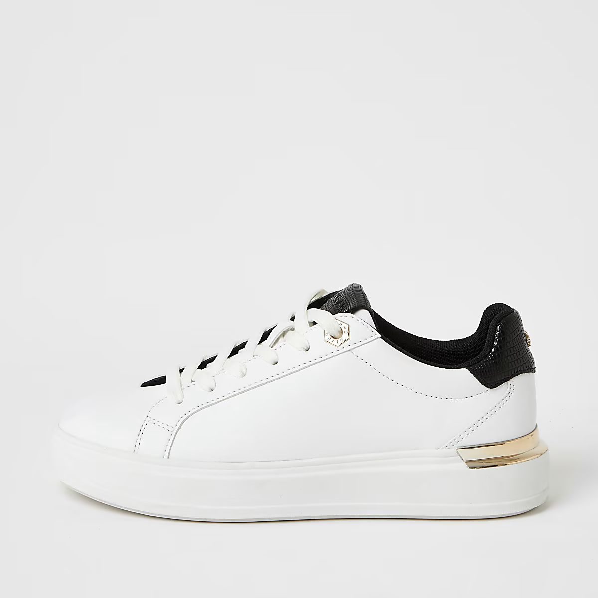 White lace-up chunky platform trainers | River Island (UK & IE)