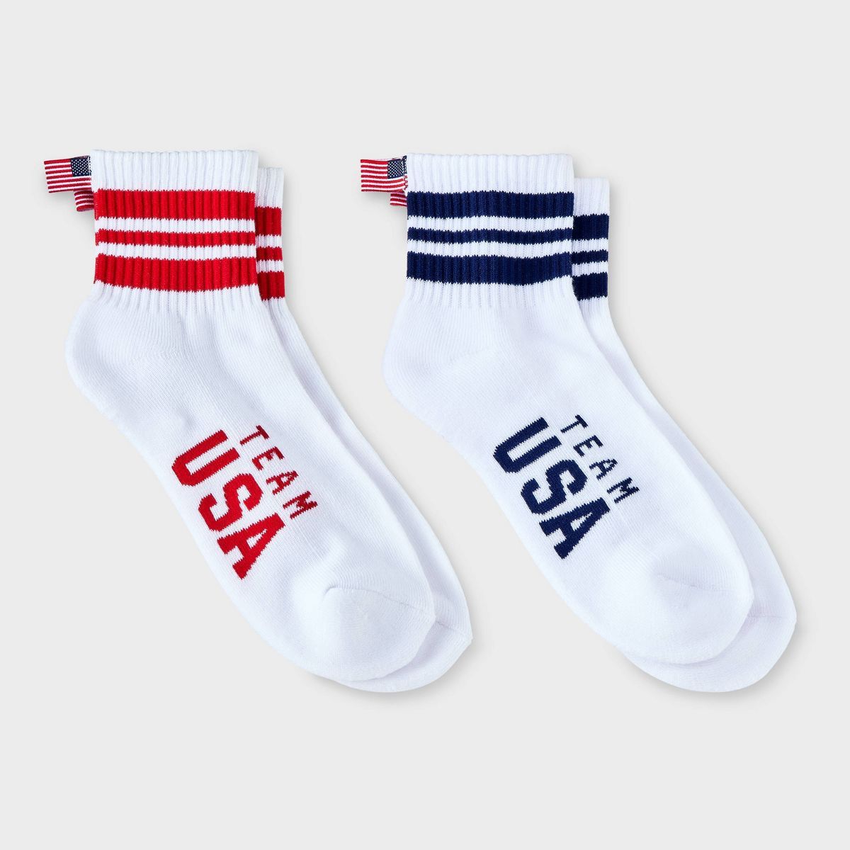 Women's Striped 2pk Team USA Cushioned Ankle Socks - White 4-10 | Target