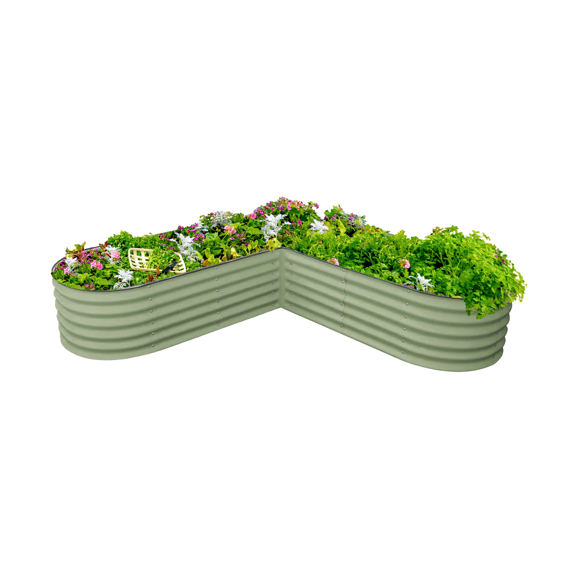 Vego Garden 41-cu ft 84-in W x 84-in L x 17-in H Olive Green Galvanized Metal Raised Garden Bed Rubber | VBLLG17G | Lowe's
