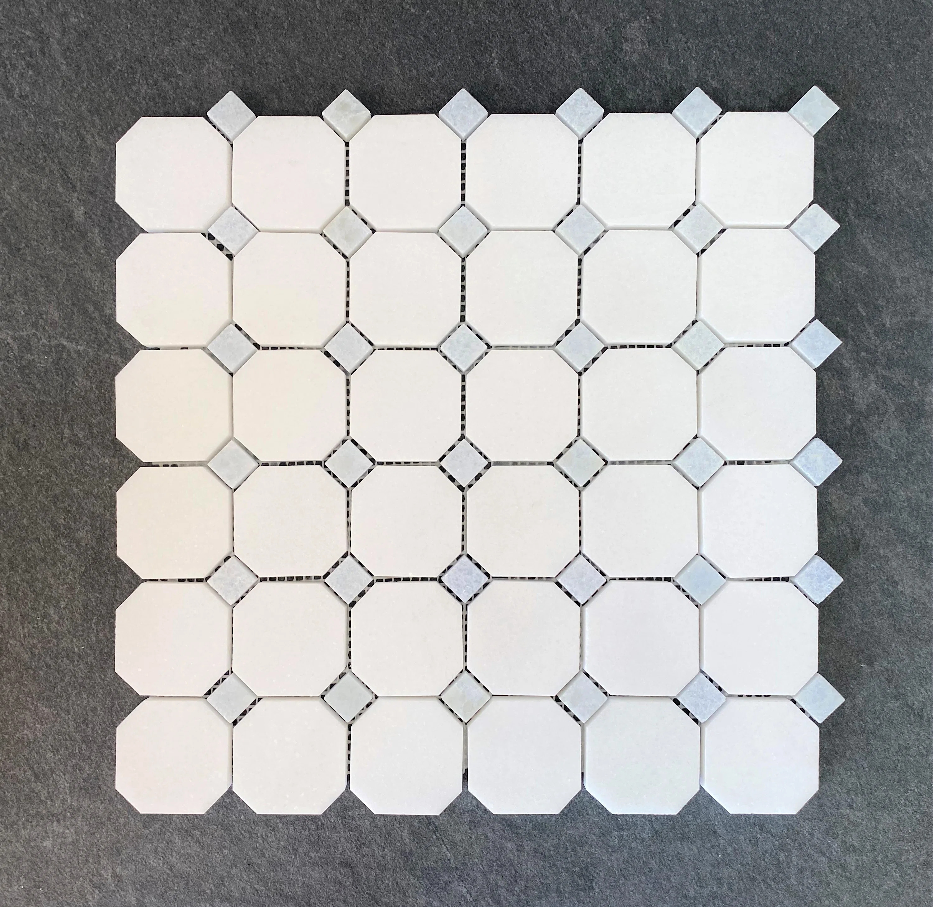 Thassos Natural Stone Octagon and Dot Mosaic Floor Use Tile | Wayfair North America