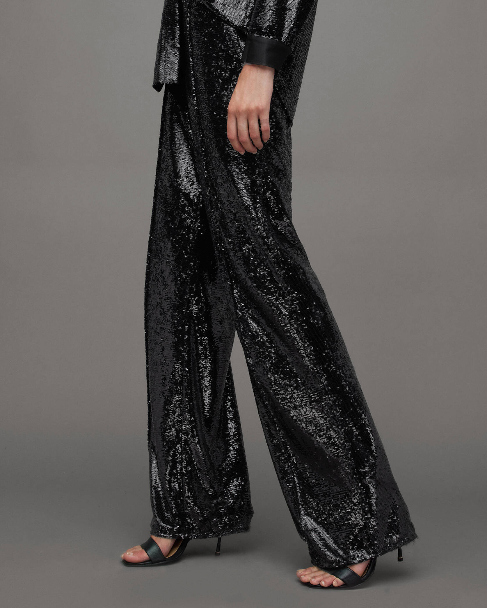 Charli Sequin Wide Leg Pants Black | ALLSAINTS US | AllSaints US