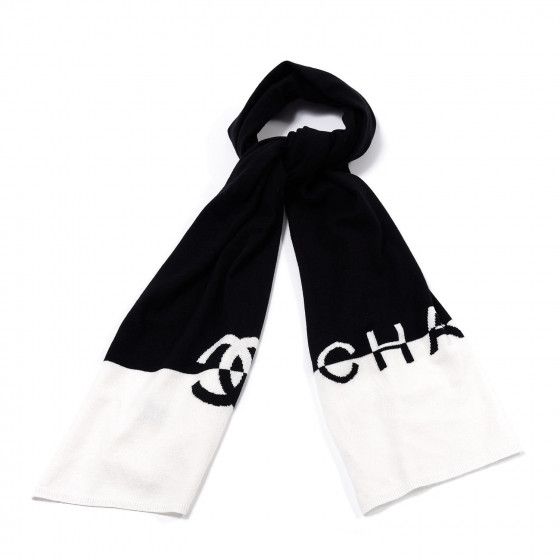 CHANEL Cashmere Logo Scarf White Black | FASHIONPHILE | Fashionphile