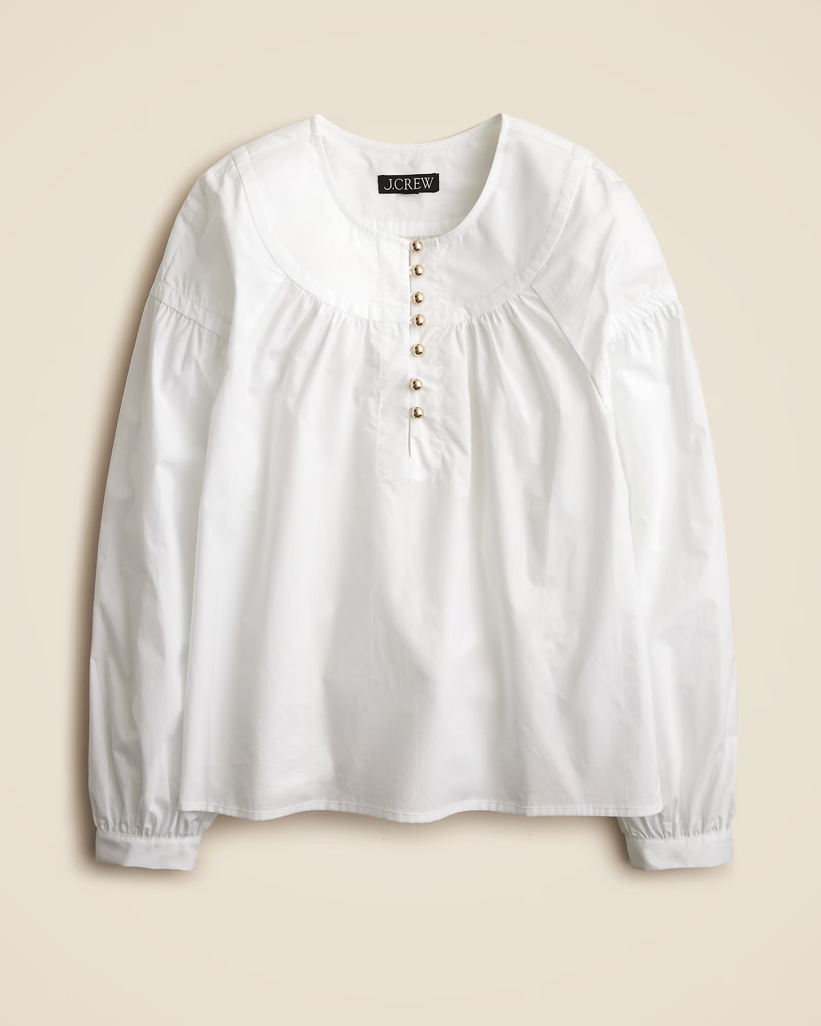 Shirred popover top in cotton poplin | J. Crew US