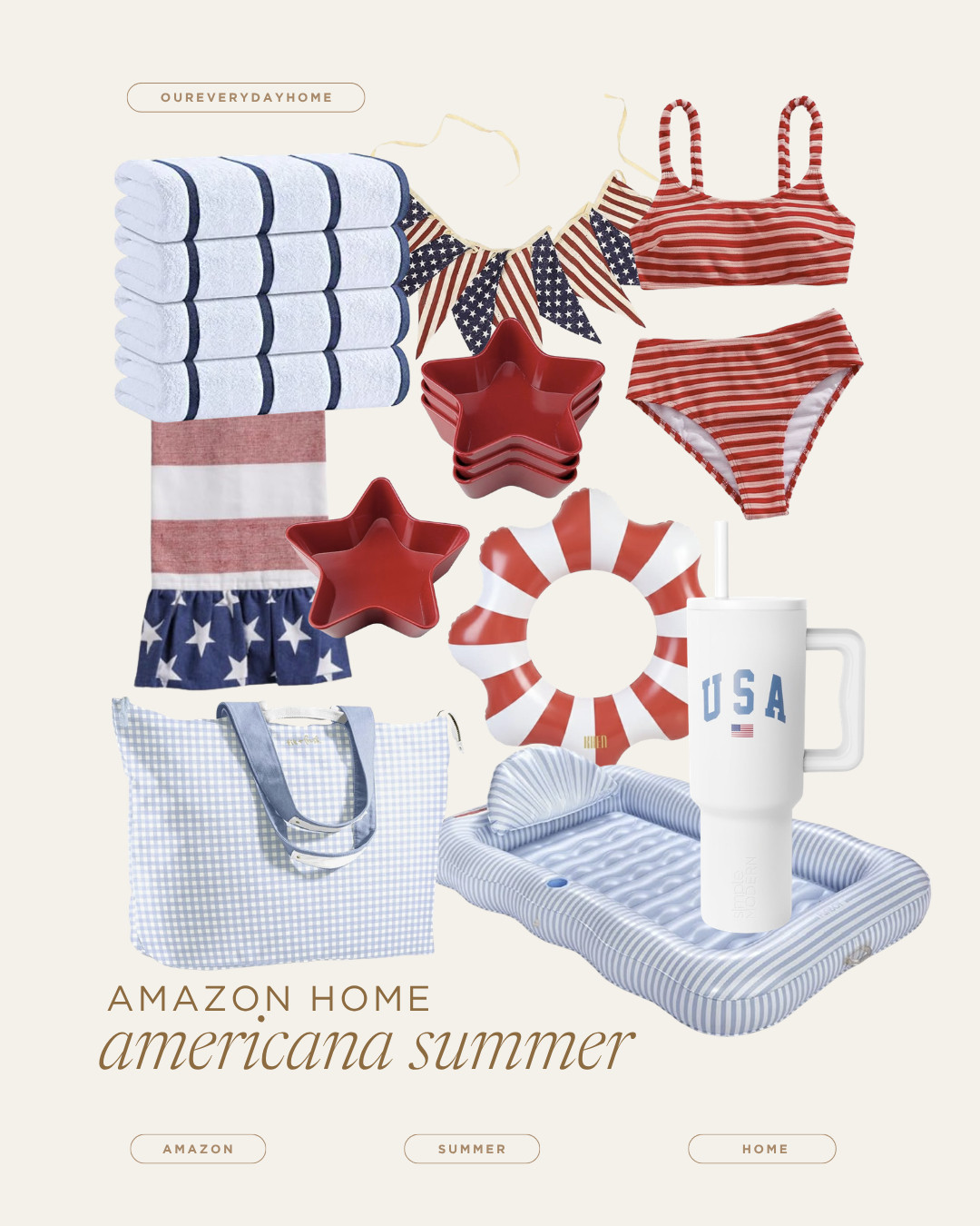 Celebrate with these Americana-themed summer essentials! Perfect for any pool day. #summerfun #americanvibes #amazonfinds #founditonamazon 

 #LTKSeasonal #LTKHome #LTKSwim