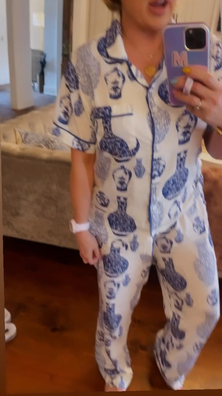 Unwind in style with our luxurious blue and white ginger jar printed pajamas! Made with premium fabrics and designed for ultimate comfort, these pajamas are perfect for a cozy night in. Plus, who doesn't want to look chic and sophisticated even while catching some zzz's? Treat yourself to the ultimate sleep experience and add these stunning pajamas to your wardrobe today. #gingerjar #luxurypajamas #cozynights #pajamastyle #sleepinstyle

#LTKtravel #LTKunder100 #LTKsalealert