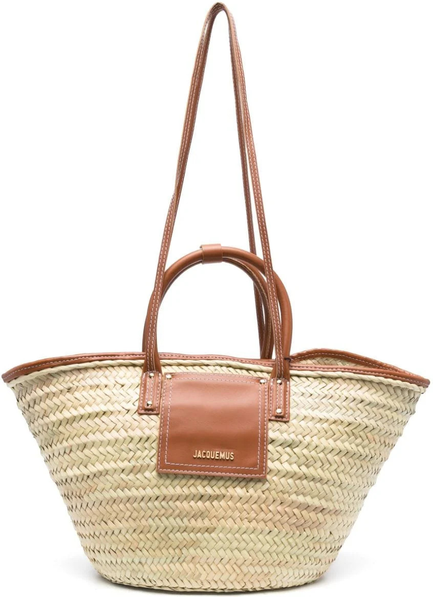 Jacquemus Women's Natural Raffia/leather Le Panier Soli Bag in Brown | Size UNICA | 223BA0453072 | LOZURI