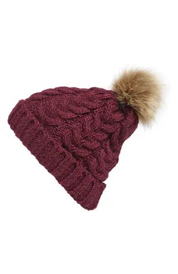 Women's Bp. Knit Beanie With Faux Fur Pompom - | Nordstrom