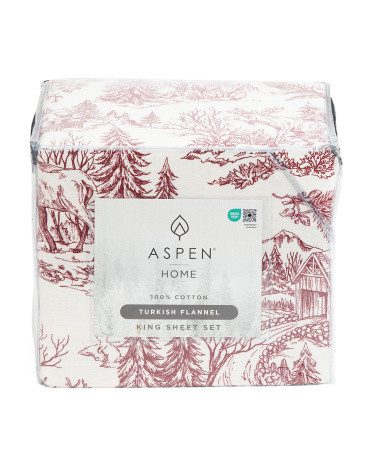 Made In Turkey Woodland Toile Flannel Sheet Set | TJ Maxx