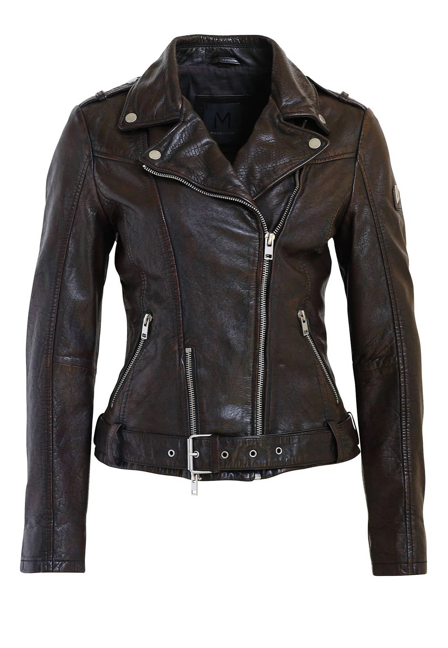 Womens Wild Leather Jacket In Mahogony | Shop Simon