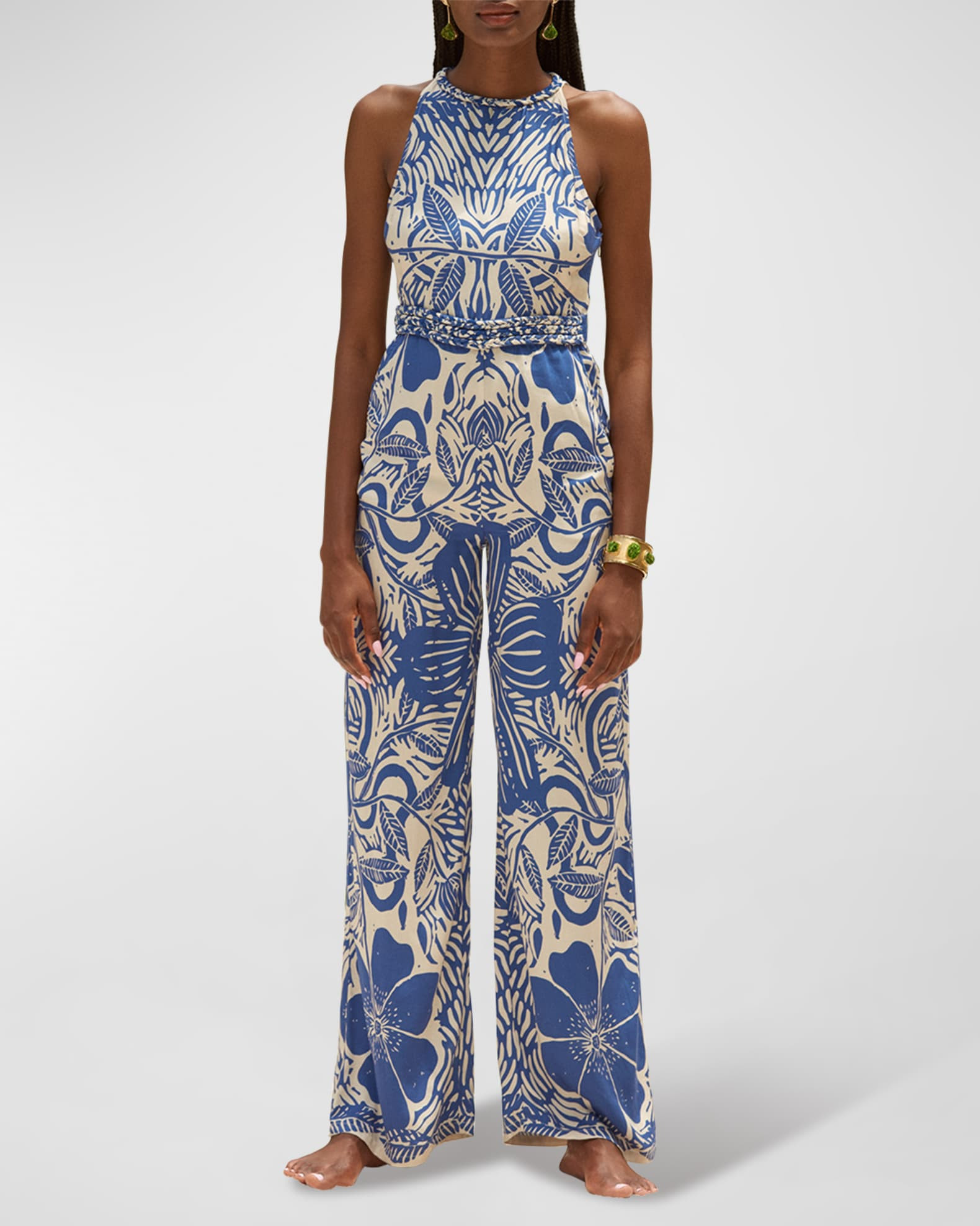 Alessia Floral Sleeveless Wide-Leg Jumpsuit | Neiman Marcus