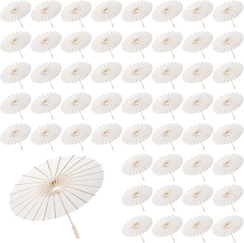 MBJZSL White Paper Umbrellas, 23.6 Inch Paper Parasol Umbrellas Chinese Japanese Style DIY Umbrel... | Amazon (US)