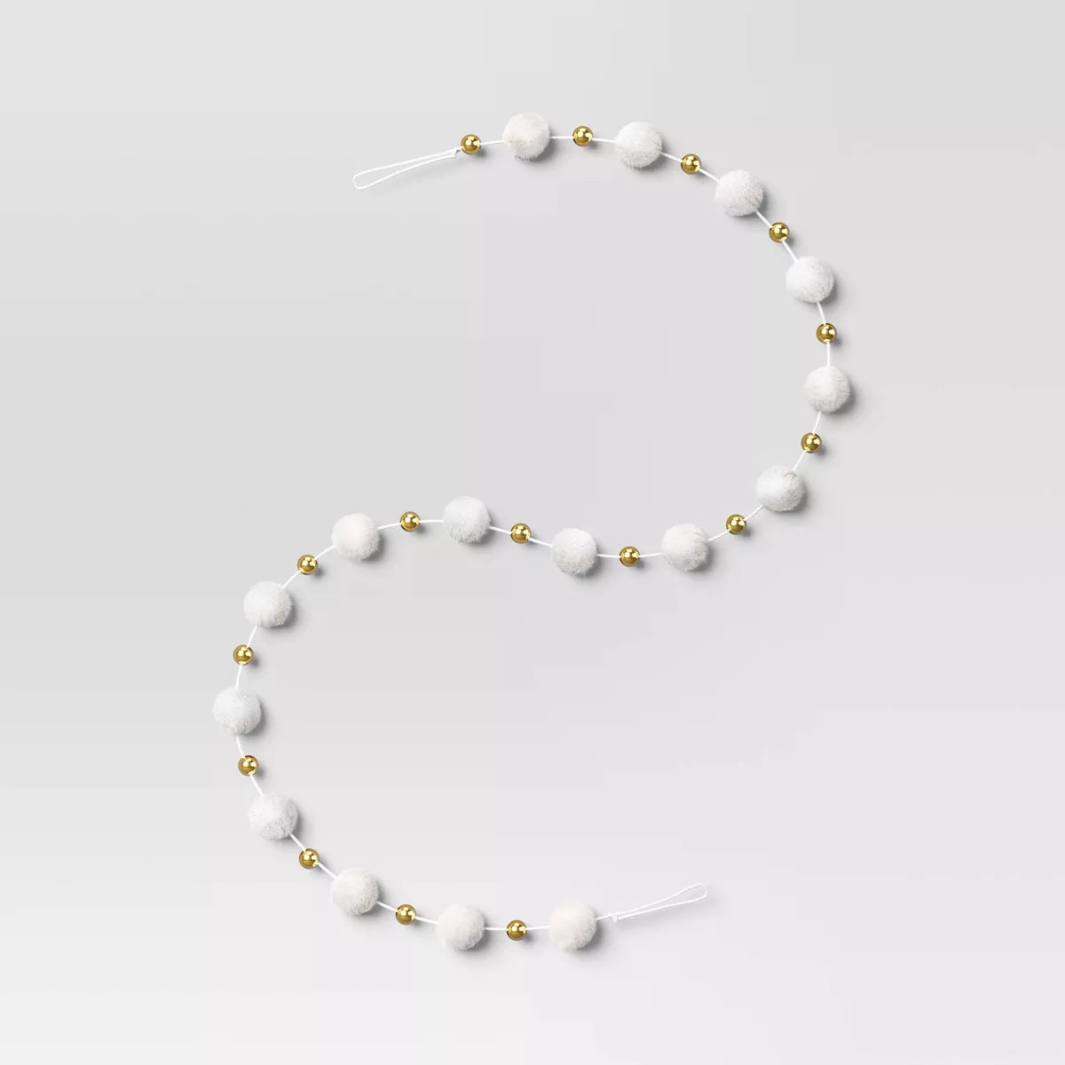 6' Pom Pom and Bead Christmas Tree Garland White/Gold - Wondershop™ | Target