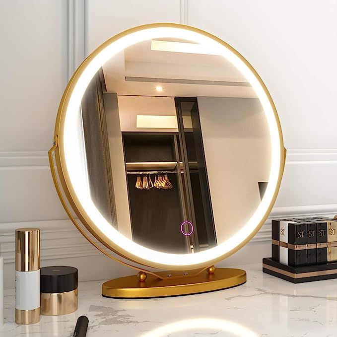 LVSOMT Vanity Makeup Mirror with Lights, 3 Color Lighting Dimmable LED Mirror, Touch Control, 360... | Amazon (US)