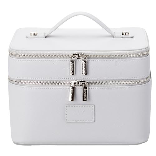 ETOILE - Duo Vanity Case Grey - Large Functional Travel Makeup Bag Organizer with Removable Divider & Mirror | Amazon (US)
