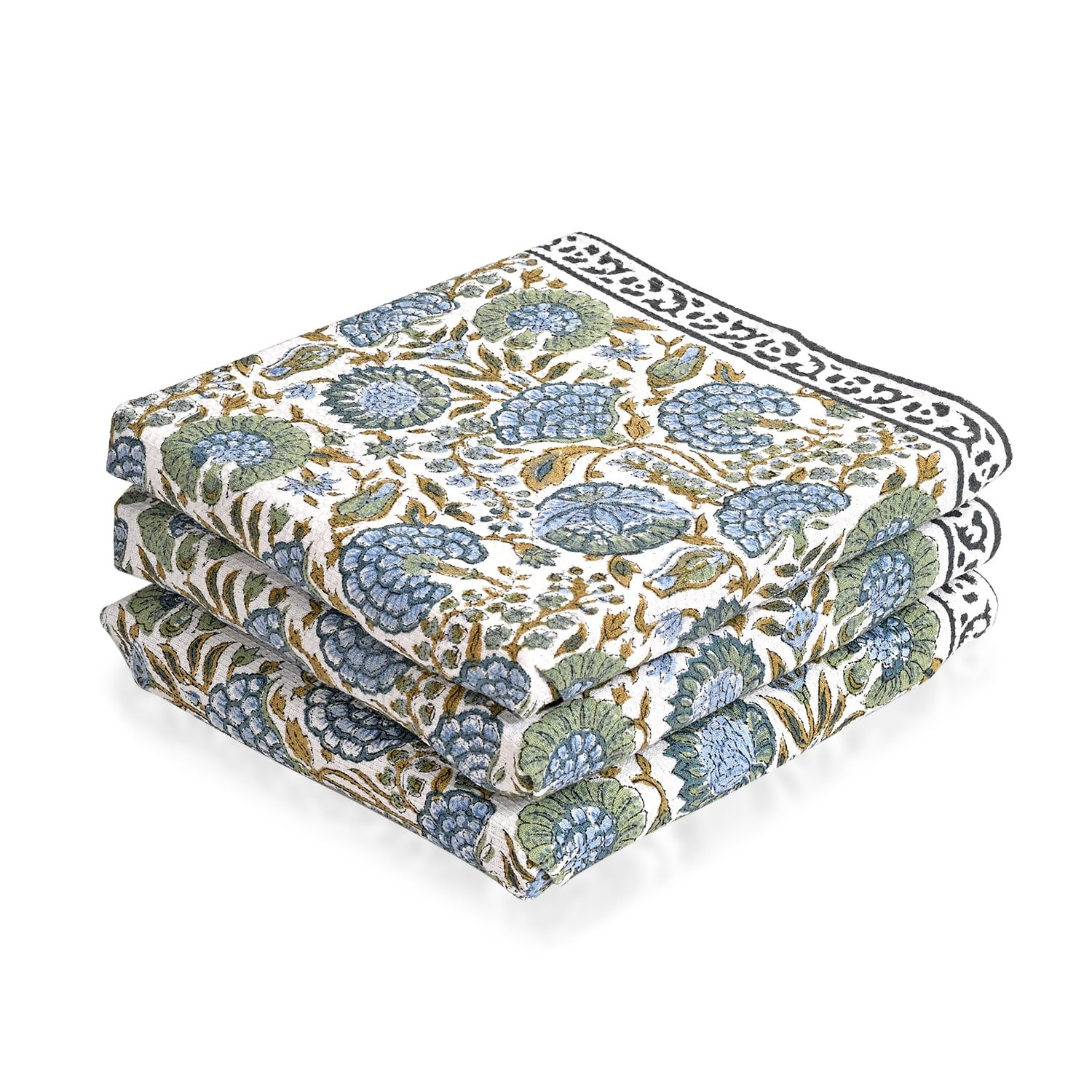 Ridhi Asparagus Green Hand Block Print Waffle Kitchen Towel Set of 3-16 x28 Ultra Absorbent Quick... | Amazon (US)