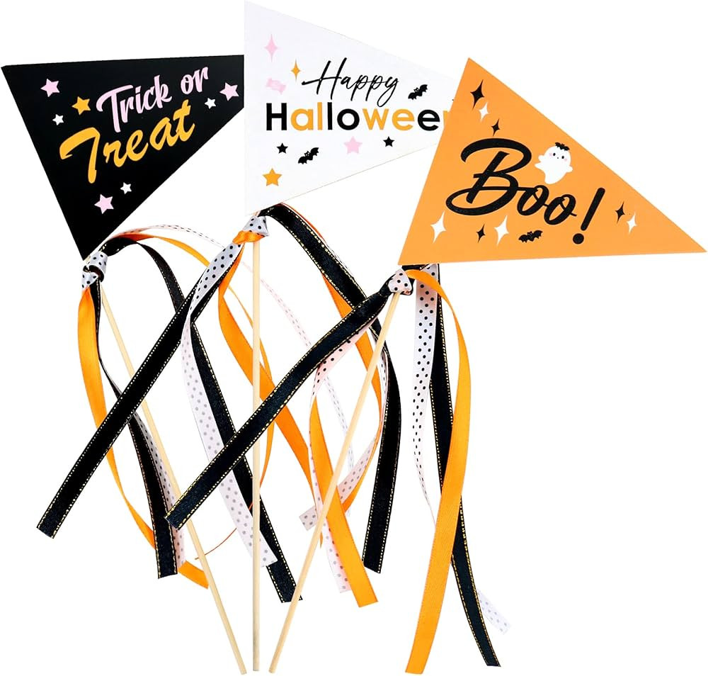 Ercadio 6 Pack Pennant Paper Flags with Ribbons - Triangle Ghost Boo Flags for Halloween Party De... | Amazon (US)