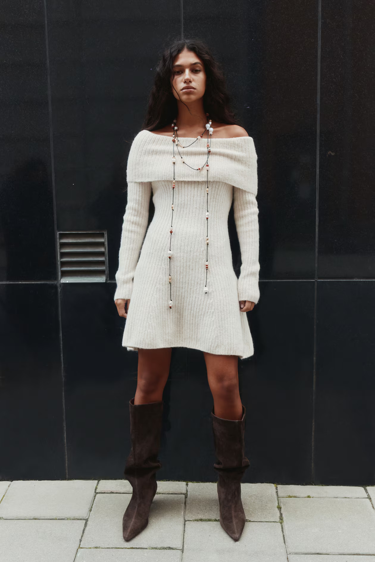 Rib-Knit Off-the-Shoulder Dress | H&M (US + CA)