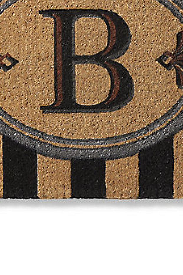 Ameile Cabana Stripe Monogrammed Coco Door Mat with Fade-Resistant Dyes & Coir Fiber | Frontgate