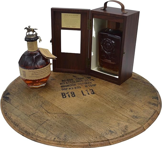 Authentic Bourbon Barrel Lid Lazy Susan, Distillery Stamped, Rustic Wood Serving Tray (Random Sta... | Amazon (US)