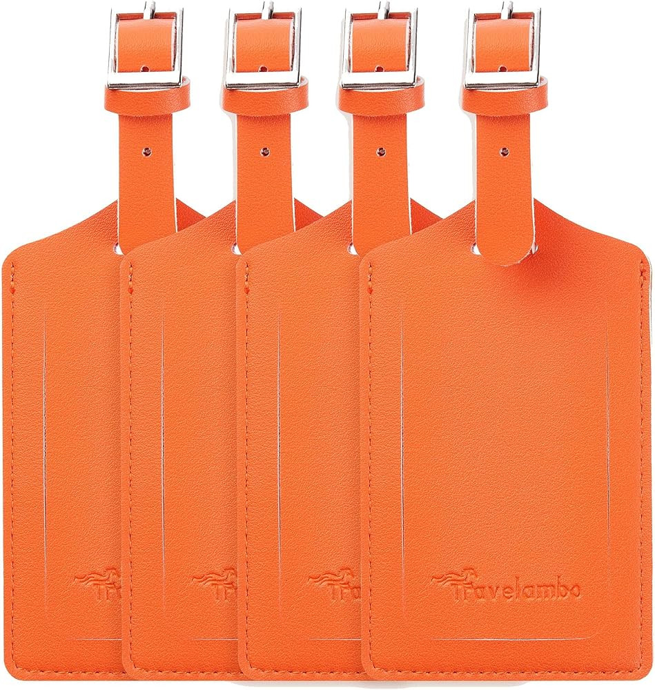 Travelambo Leather Luggage Tags for Suitcases Travel Tags Bag Tags Travel Essentials | Amazon (US)