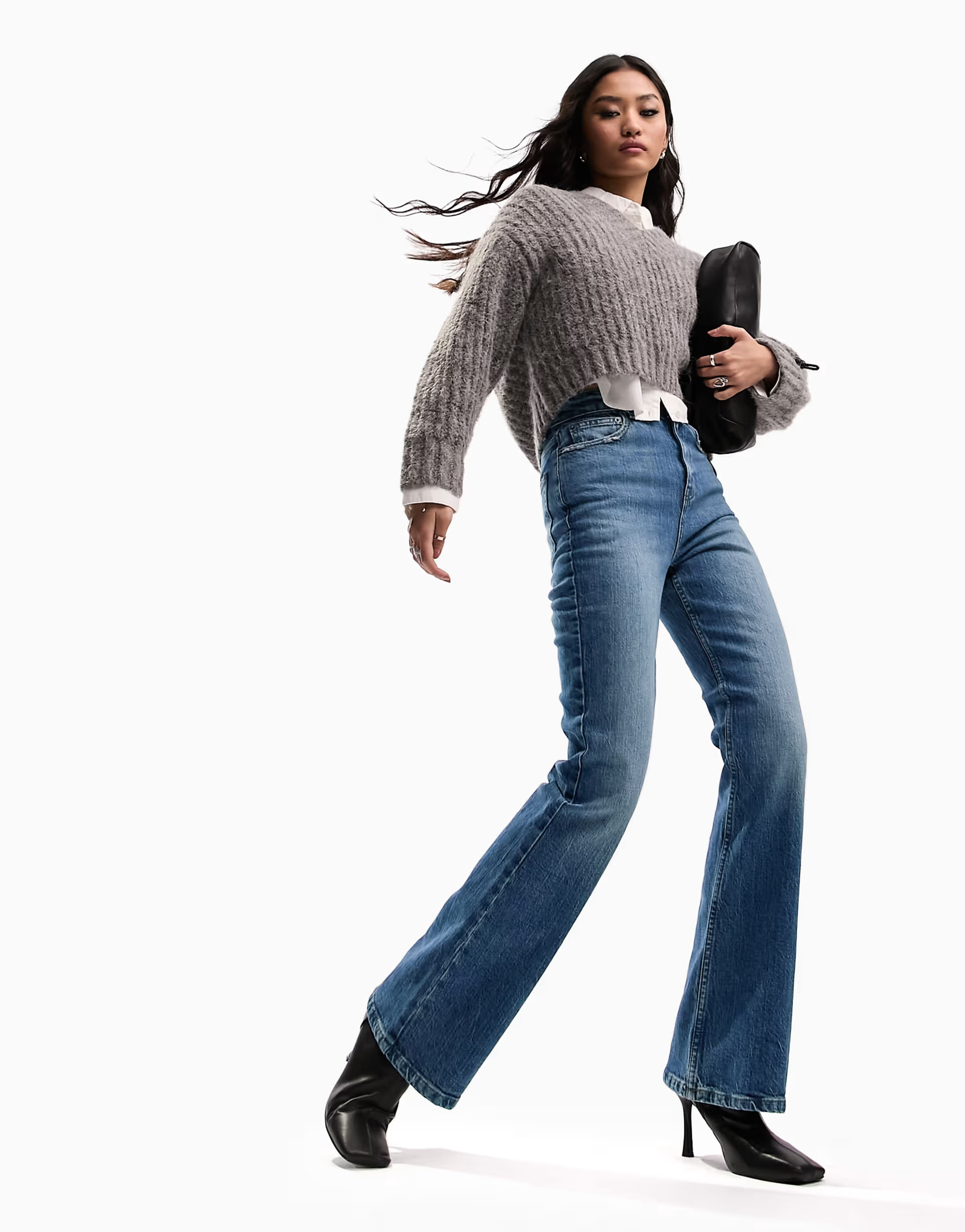 ASOS DESIGN flared jeans in dark blue | ASOS (Global)