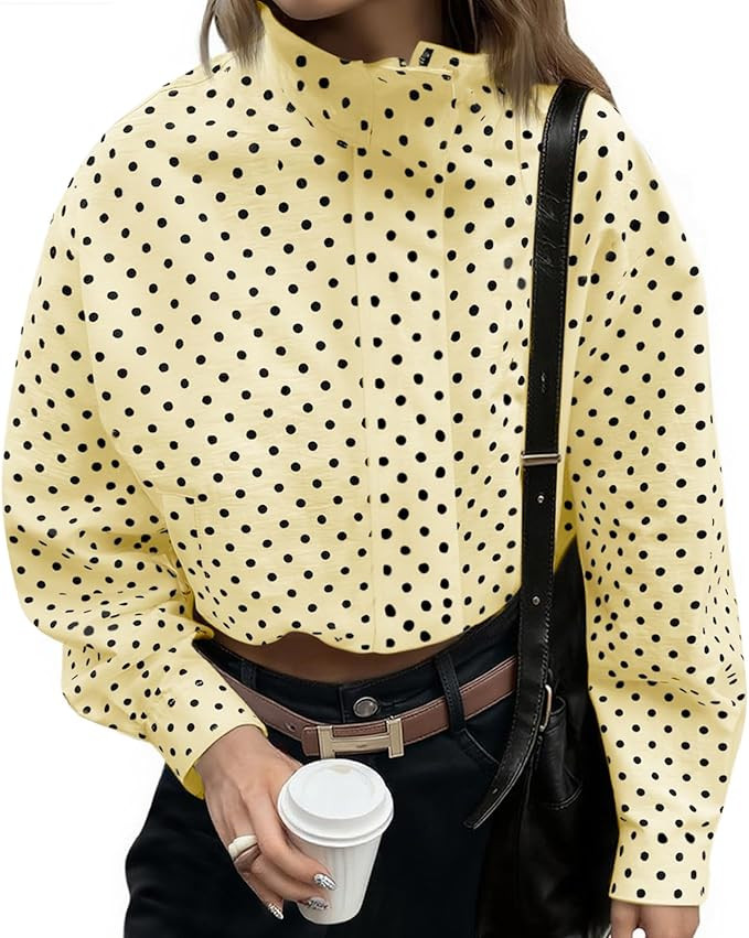 Tankaneo Womens Zip Up Cropped Jackets Polka Dot Oversized Jackets Spring Lightweight Trendy Casu... | Amazon (US)