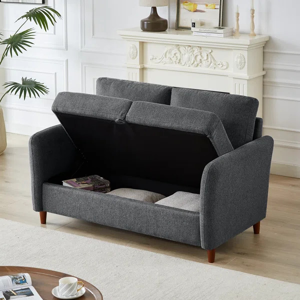 Linen Flared Arm Loveseat with Storage | Wayfair North America
