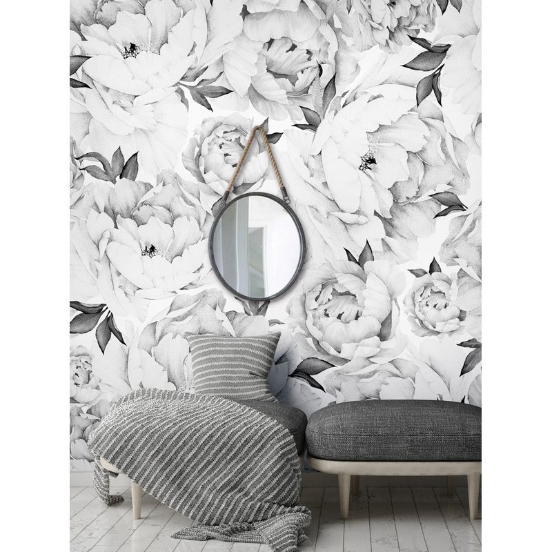 Tia Peony Floral and Botanical Matte Peel and Stick Wallpaper Tile | Wayfair North America