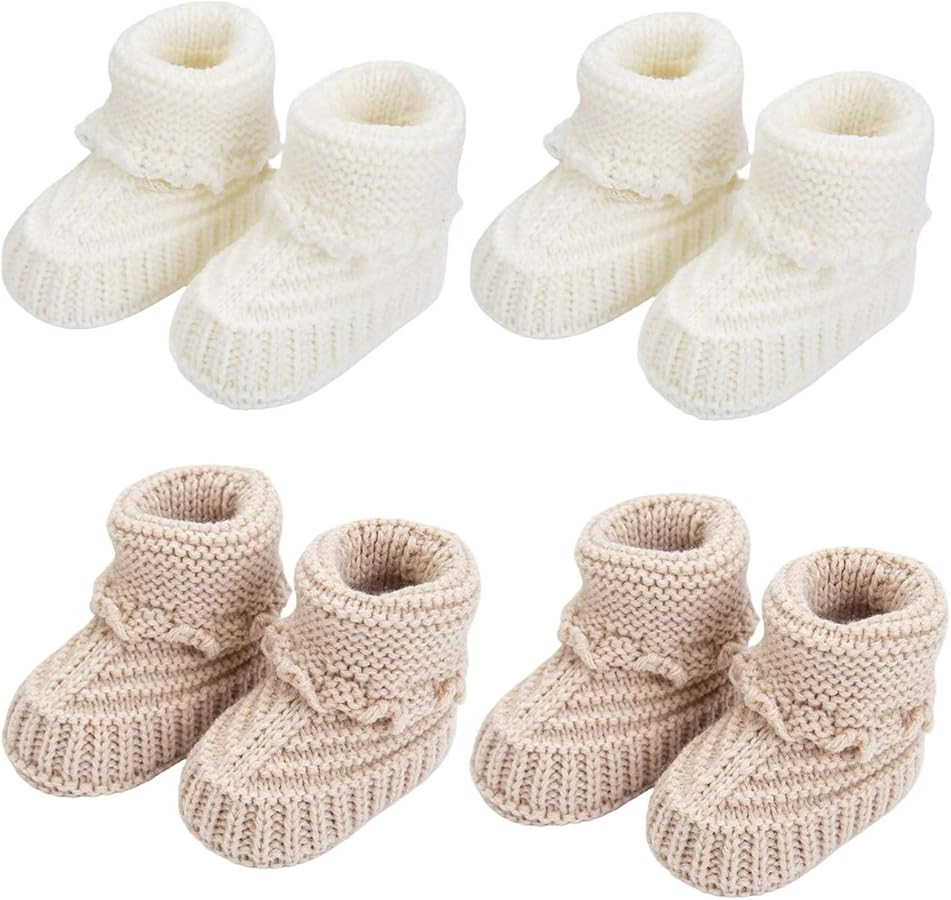Baby Booties, Newborn Walking Shoes, Infant Hand Crochet Knit Cotton Sock Booties, Soft Cozy Sock... | Amazon (US)