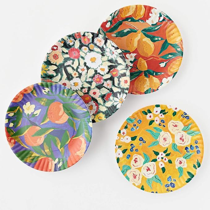 Fruits and Florals Melamine Plates - Set of 4 | Amazon (US)