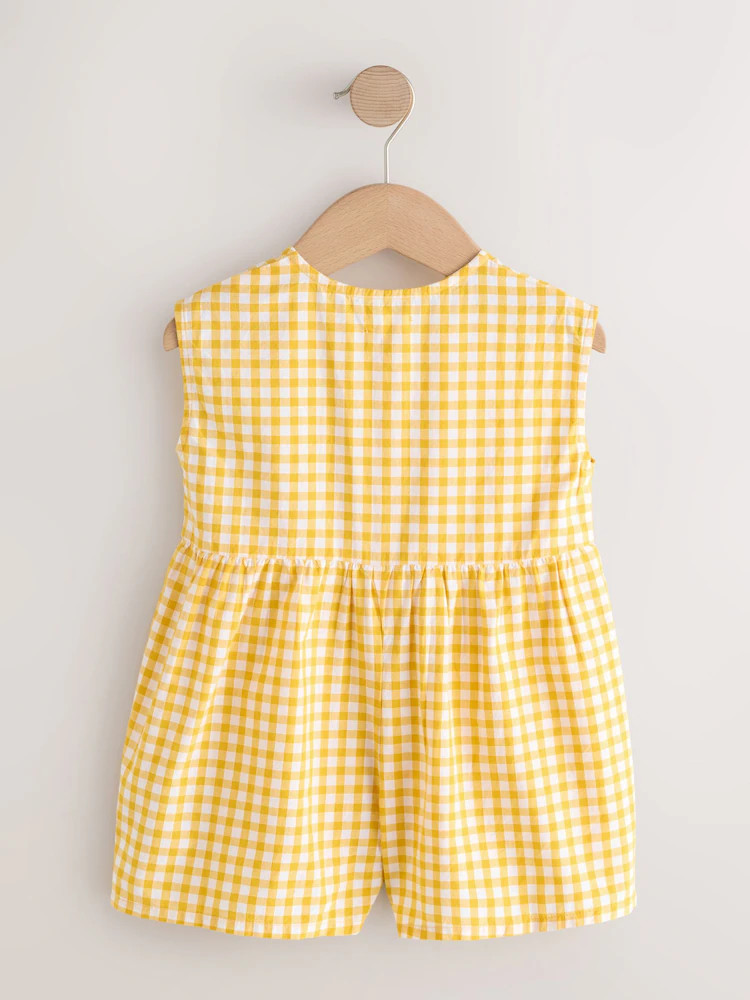 Yellow Gingham Embroidered Sleeveless Playsuit (3mths-7yrs) | Next US