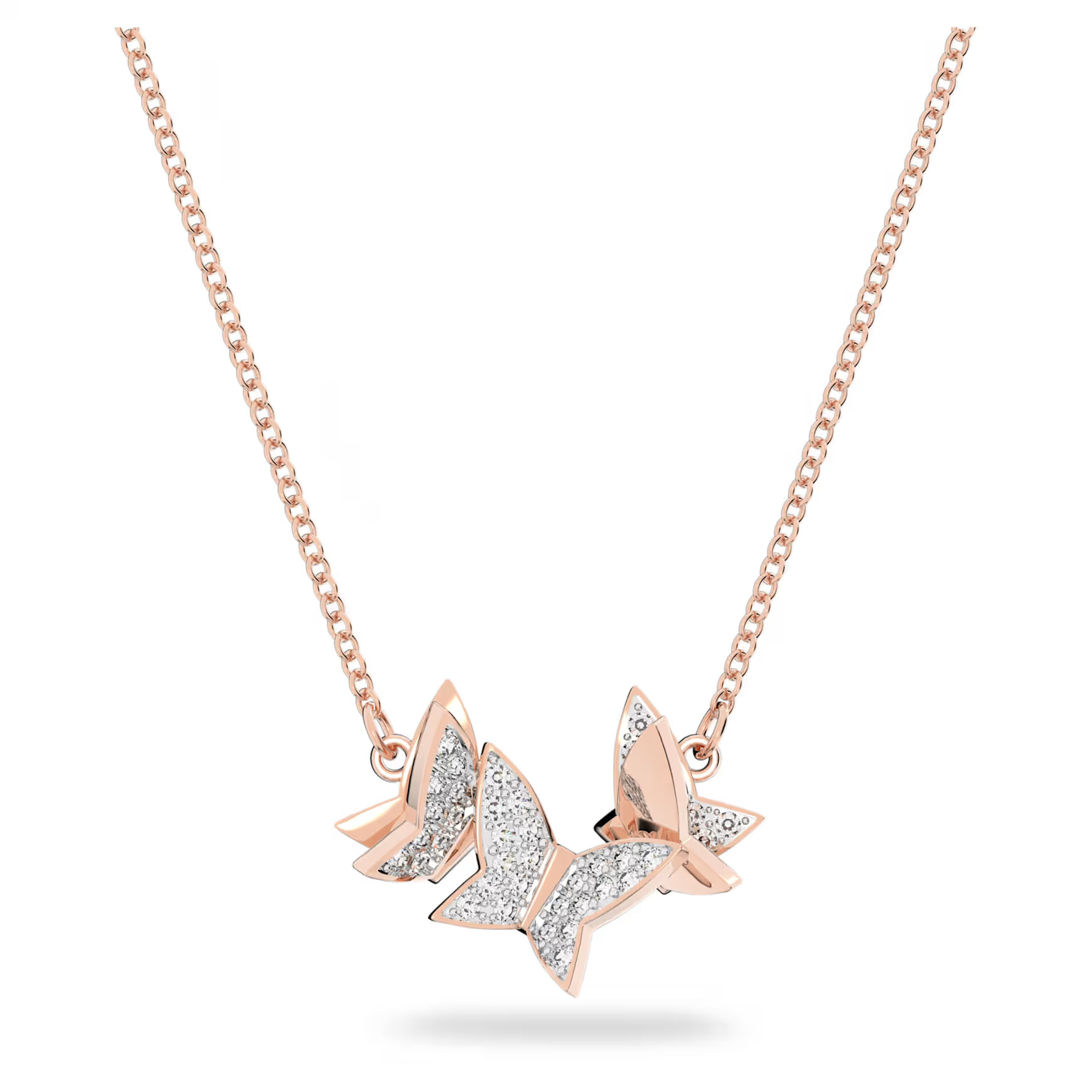 Idyllia Lilia necklace, Butterfly, White, Rose gold-tone plated by SWAROVSKI | SWAROVSKI