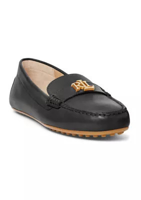 Lauren Ralph Lauren Women's Barnsbury Burnished Leather Driver Loafers, Black, 9.5M | Belk