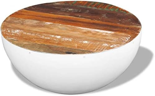 vidaXL Coffee Table Bowl-Shaped w/Steel Base Solid Reclaimed Wood Brown/White | Amazon (US)