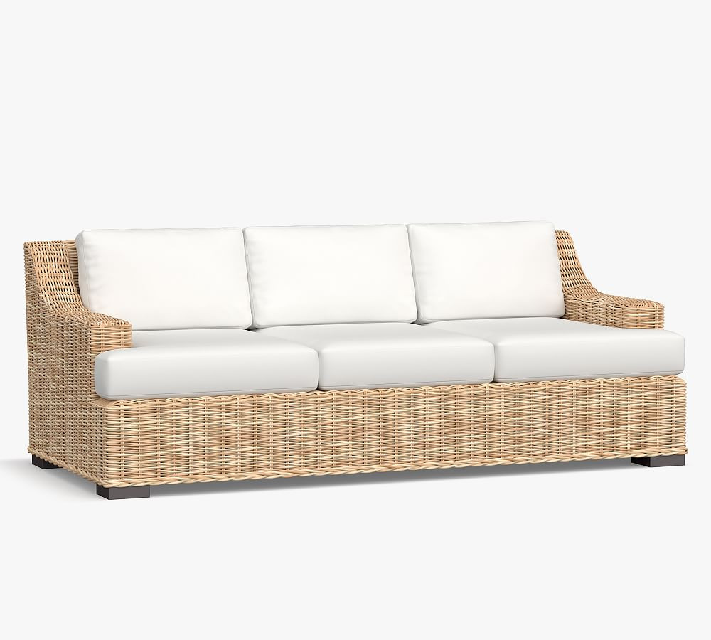 Huntington Wicker Slope Arm Outdoor Sofa | Pottery Barn (US)