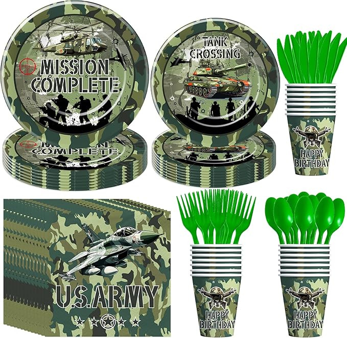 Military Army Party Decorations Tableware - Army Birthday Party Supplies, Plate, Cup, Napkin, Dis... | Amazon (US)