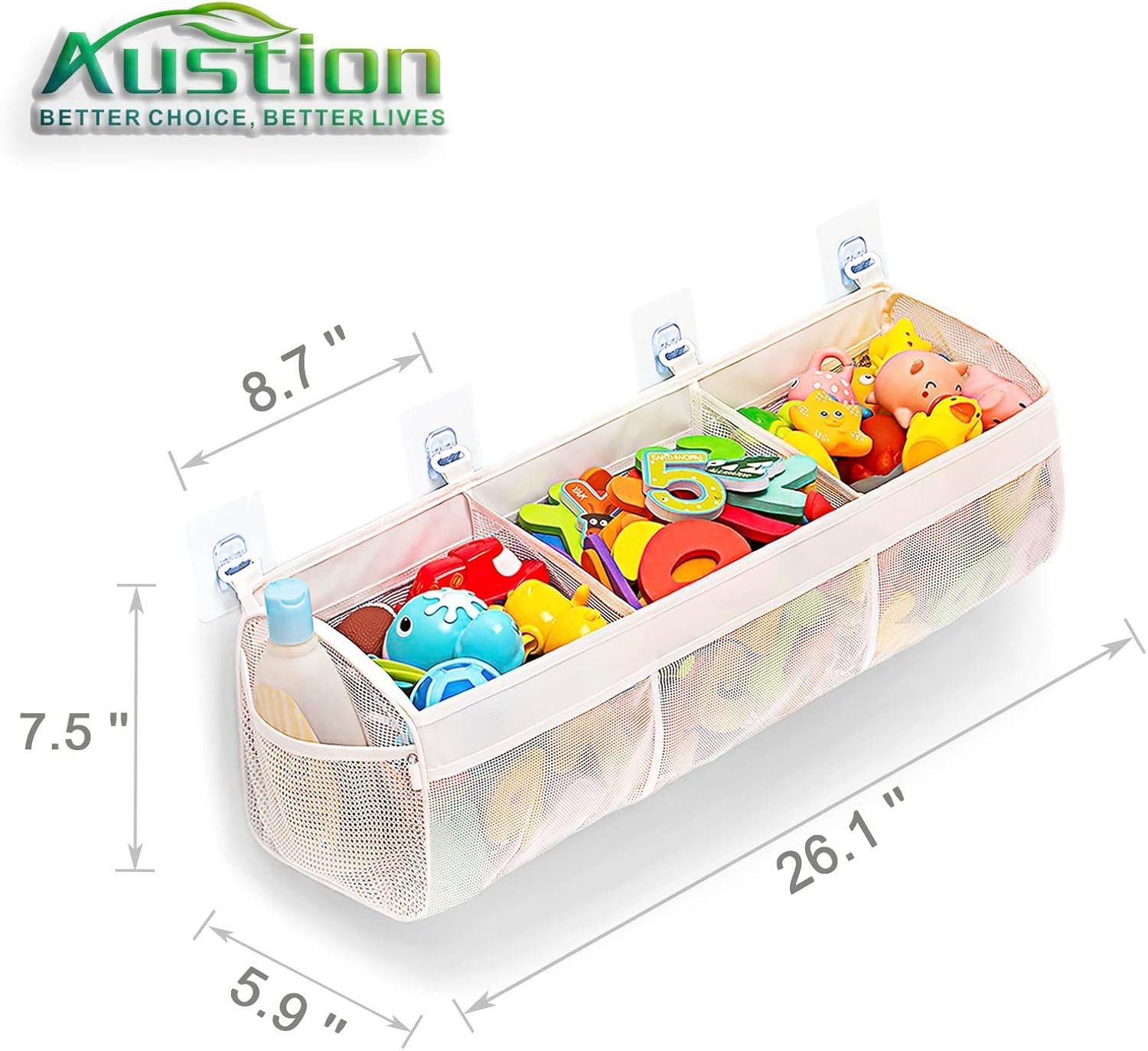 Austion Original 3 Compartment Horizontal Large Openings Bath Toy Organizer for Tub, Capacity Upg... | Amazon (US)