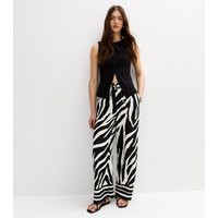 Women's Black Zebra Print Wide Leg Trousers New Look | New Look (UK)