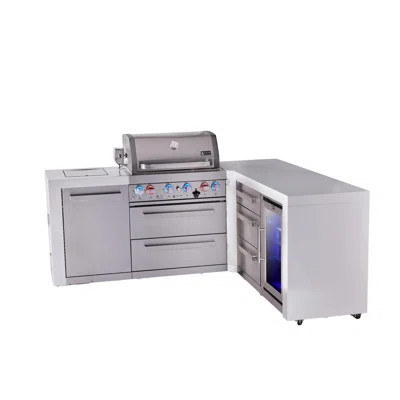 Mont Alpi Premium 4-burner 82"x75" L-shaped 400 Deluxe Stainless Steel Island Modular Outdoor Kitchen Island Bbq Gas Grill + Infrared Side & Rear Burn | Wayfair North America