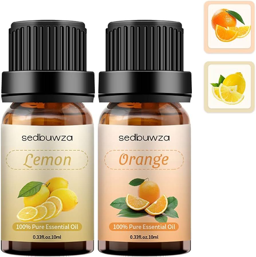 2PCS Lemon + Orange Essential Oil Set for Diffuser, Aromatherapy Lemon Essential Oil for Candle M... | Amazon (US)