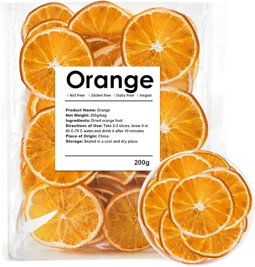 Dehydrated Dried Oranges For Cocktails, Dried Orange Slices 7oz/200g, No Sugar Added Fruit Tea (7... | Amazon (US)
