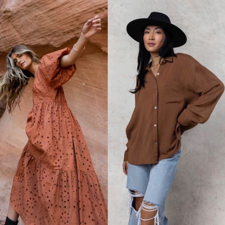 Just ordered these fall staples. Copper dress and brown button down. Semi annual sale! 25% off site wide with code: FALLFITS25

#LTKSeasonal #LTKsalealert #LTKunder100