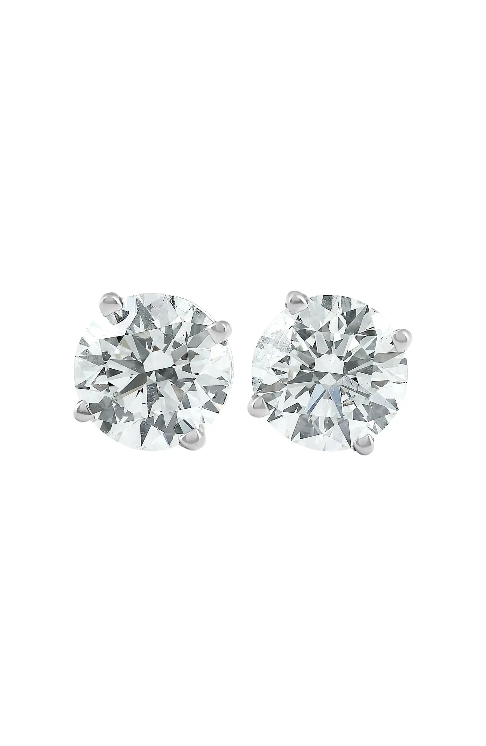 2 Ct TW Round Lab Grown Diamond Studs 14K Gold With Screw Backs | Nordstrom
