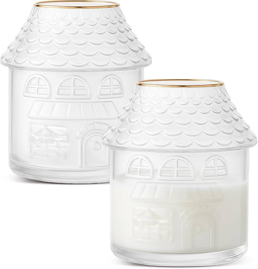 2 Pcs Christmas Gingerbread House Drinking Glasses, 18oz Christmas Gingerbread House Clear Glass ... | Amazon (US)