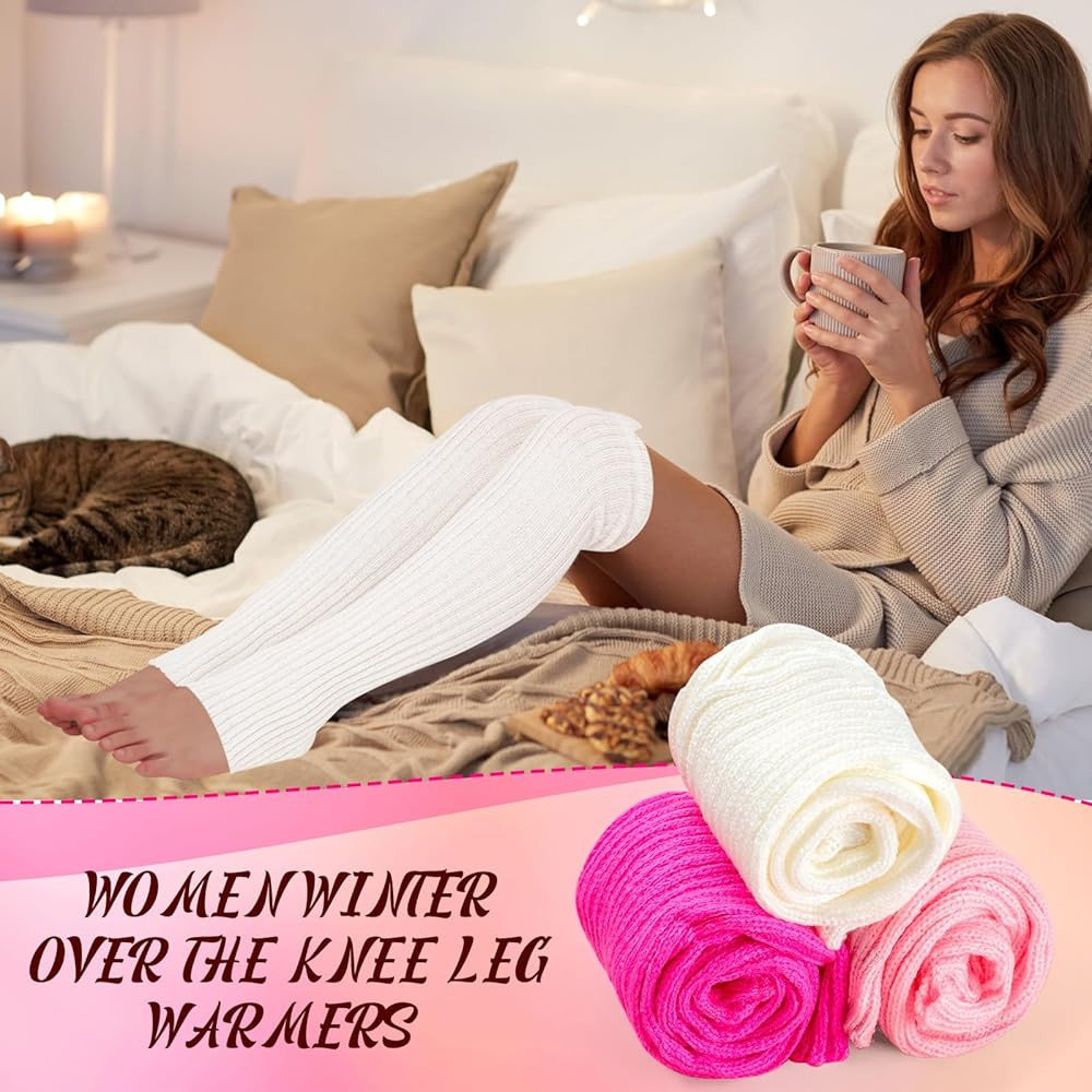 SATINIOR Long Stirrup Yoga Leg Warmers 24 Inch over the Knee Ribbed Knit Leg Warmer for Women 80s... | Amazon (US)