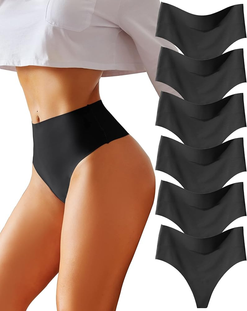 Knowyou High Waisted Thongs for Women Seamless Underwear for Women No Show Sexy Breathable Pantie... | Amazon (US)