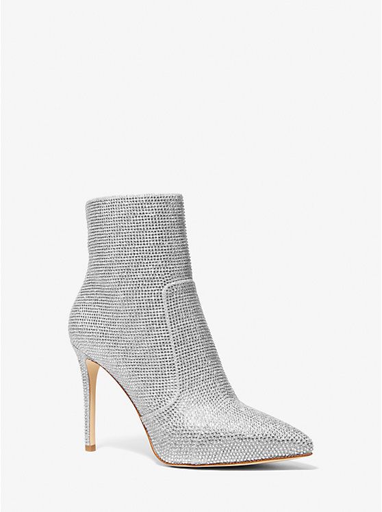 Rue Embellished Glitter Chain-Mesh Ankle Boot | Michael Kors US