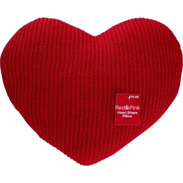 Red & Pink Knit Heart Pillow, 13.5in x 12in | CVS
